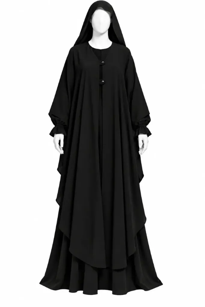 طقم مغربي - alsau 6005, قطعتين مع غطاء رأس متصل, حجاب